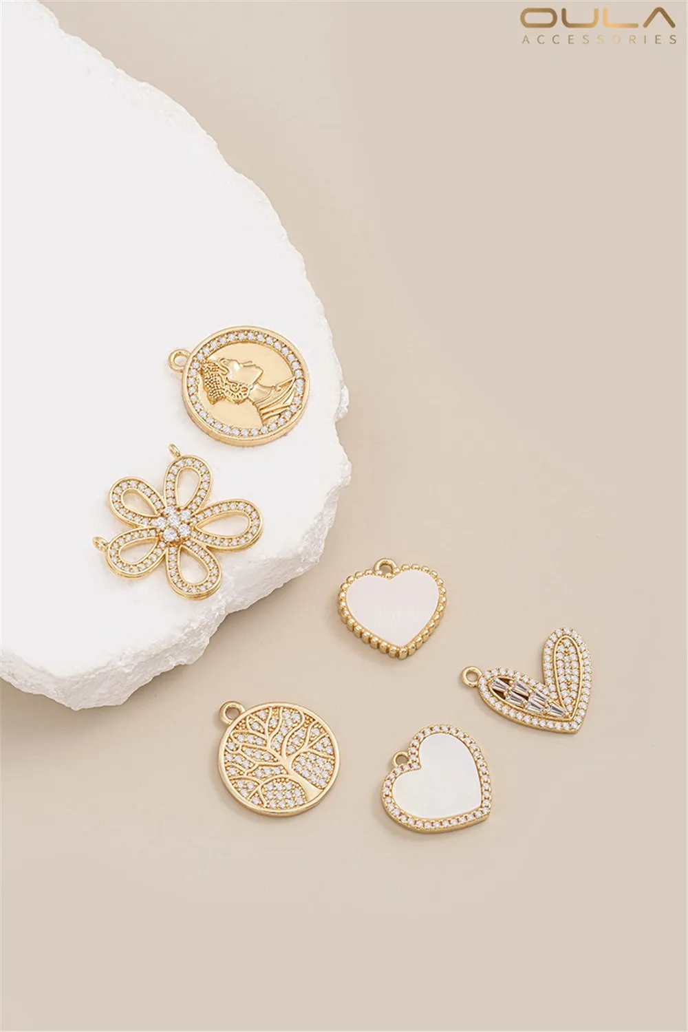 

1PCS 14K - 18K Gold-plated Micro-inlaid Zircon Pendants, Diy Handcrafted Earrings, Stud Earrings, Hairpins, Pendants