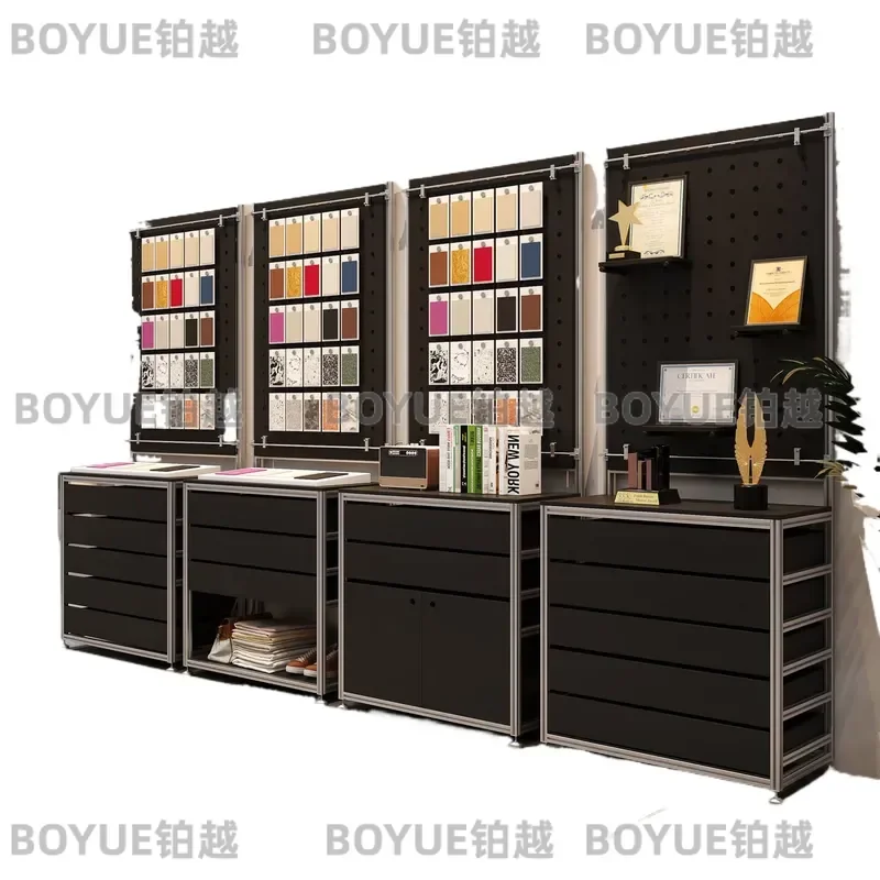 Aluminum Profile Floor to Ceiling Display Rack Bookshelf Storage Shelf Exhibition Sample Holder File Drawer Organizer for