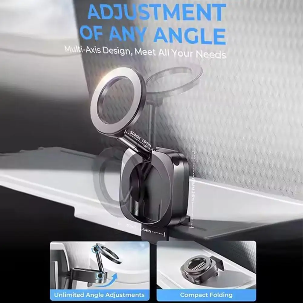 

Magnetic Phone Mount 360° Rotation & 180° Tilt Travel Holder For Airplane Tray Table,Desk,Car Compatibility With MagSafe Phones