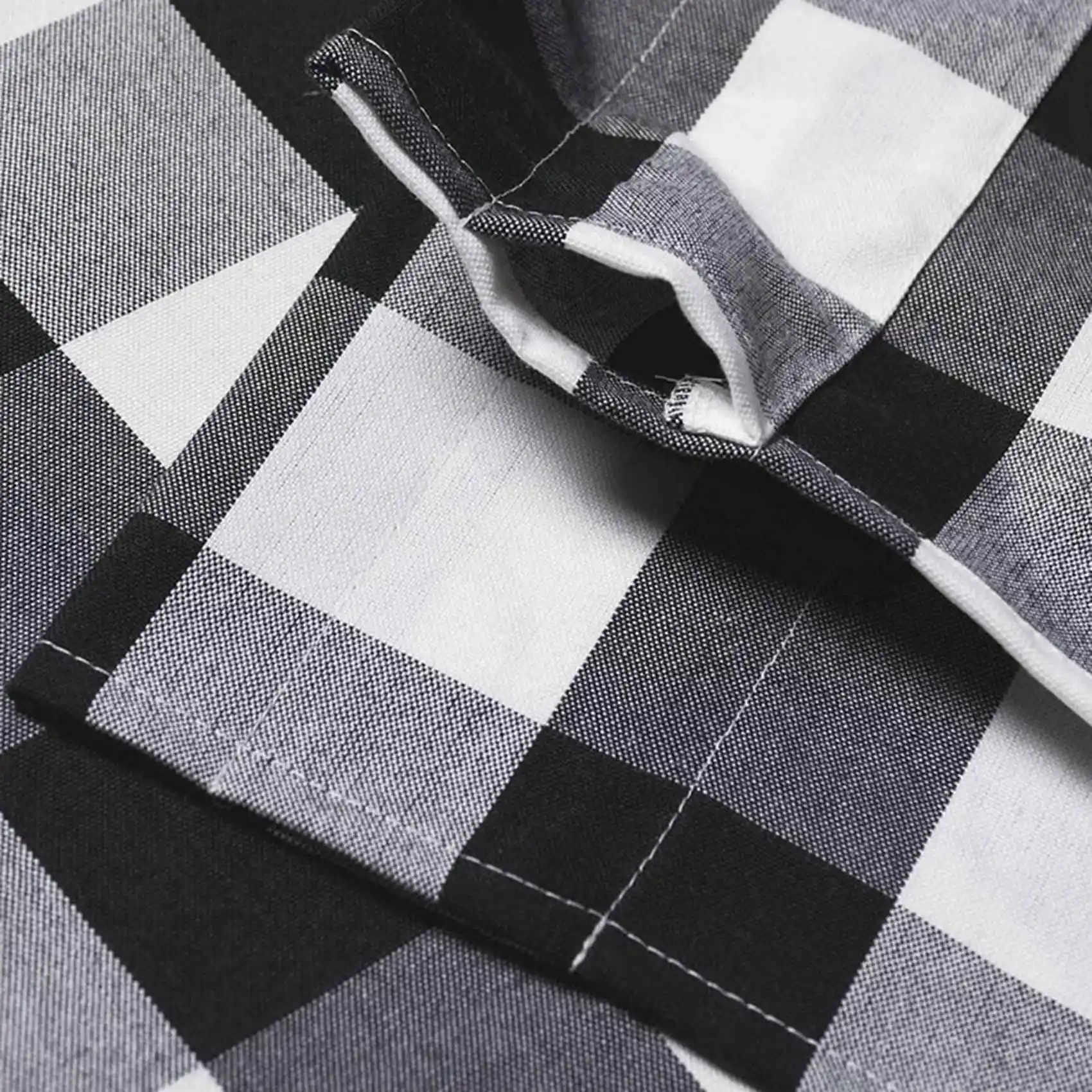 ABKW-2X الستاليات المنقوشة الجاموس للمطبخ مزرعة تحقق الستاليات المنقوشة لديكور معالجة النوافذ (أسود وأبيض) #2