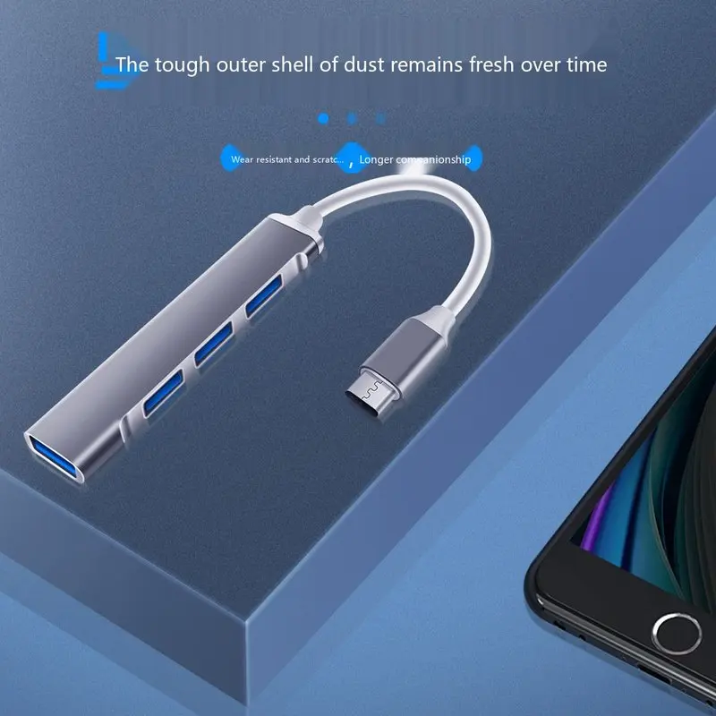 Type-C 3.0 4 in 1 USB Hub Adapter Aluminum Alloy Multi-Function Expansion Dock for Computer Tablet PC