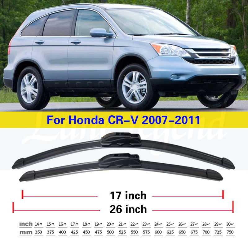 Car Wiper For Honda CRV CR-V 2007 - 2011 3rd Generation Front Rear Wiper Blades Soft Rubber Windscreen Wipers Auto Windshield