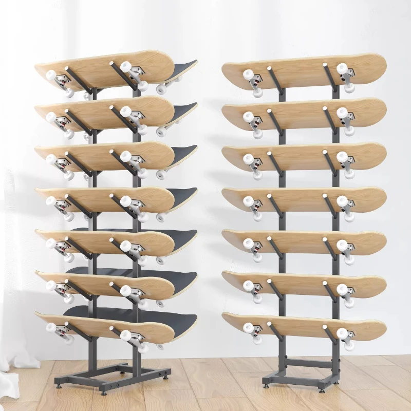 

Sporting goods display stand Double-sided hanging skateboard goods Children's display stand Snowboard storage