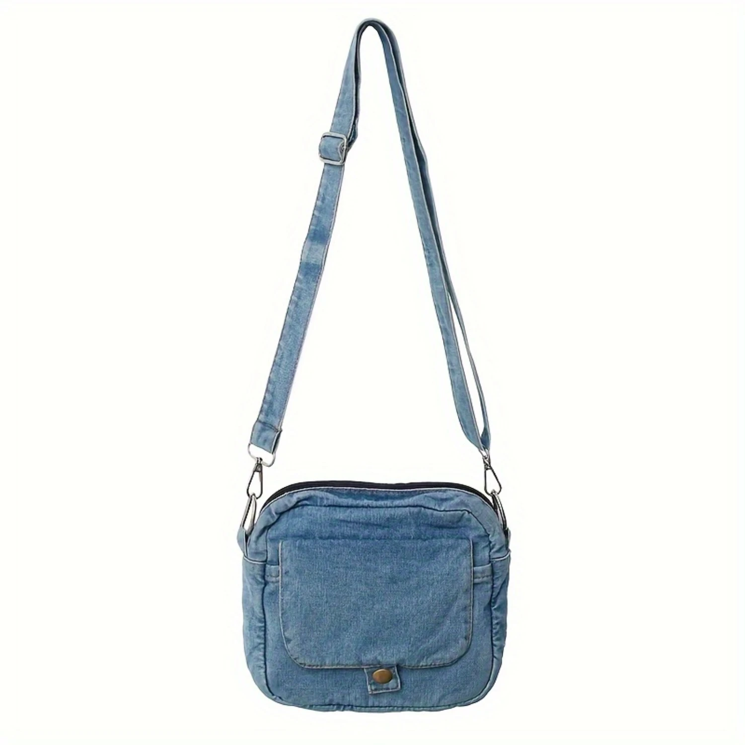 Denim Crossbody Bag, Retro Style Square Bag, Trendy Shoulder Bag For Street Wear