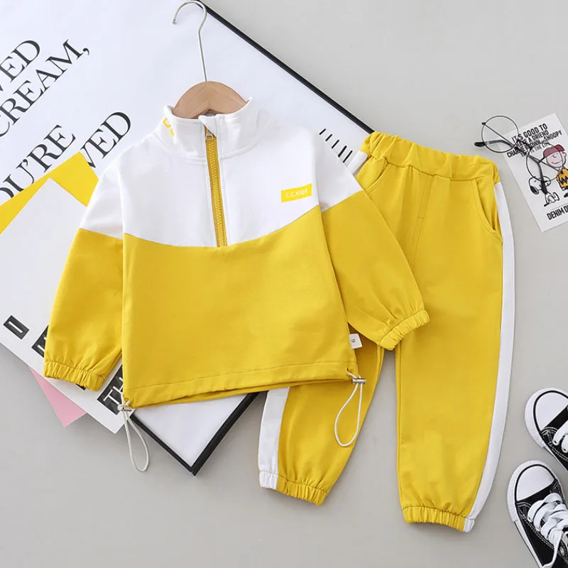 Clothing Set For Boy And Girl Spring Autumn Sports Color Matching Top Coat+Pants Beibei Fashion Children's Clothing 0-5 Year Old