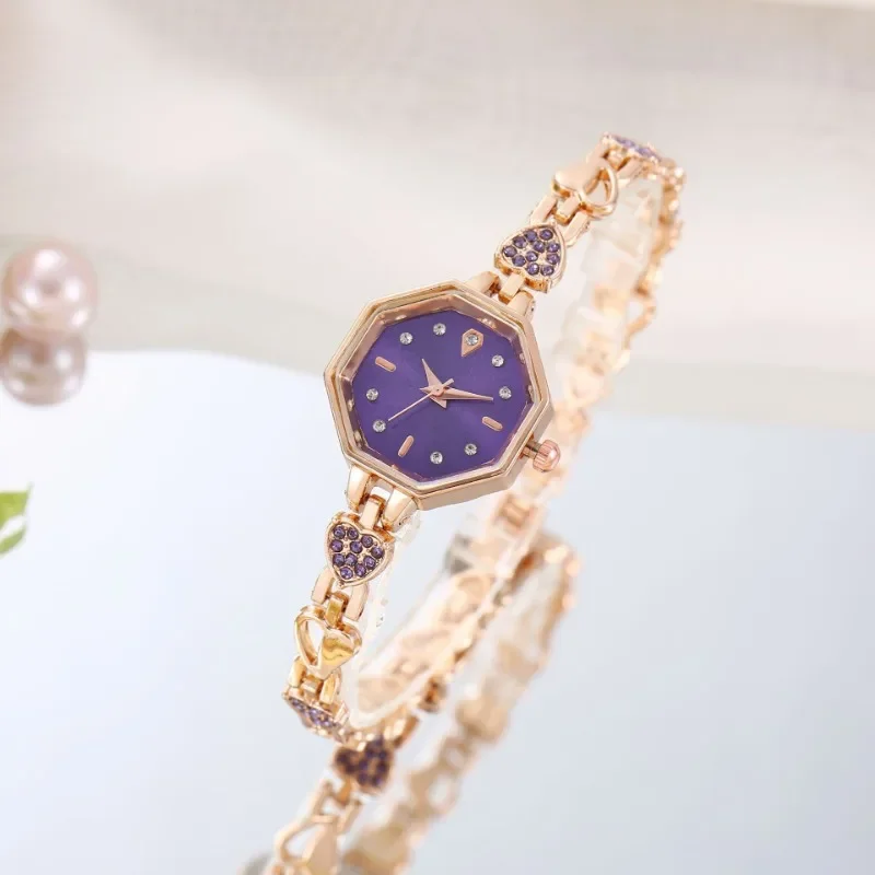 Women's Watches Octagon Colored Decorative Women's Bracelet Light Luxury Jewelry Love Quartz Women's Watch Wrist Watch  ساعات