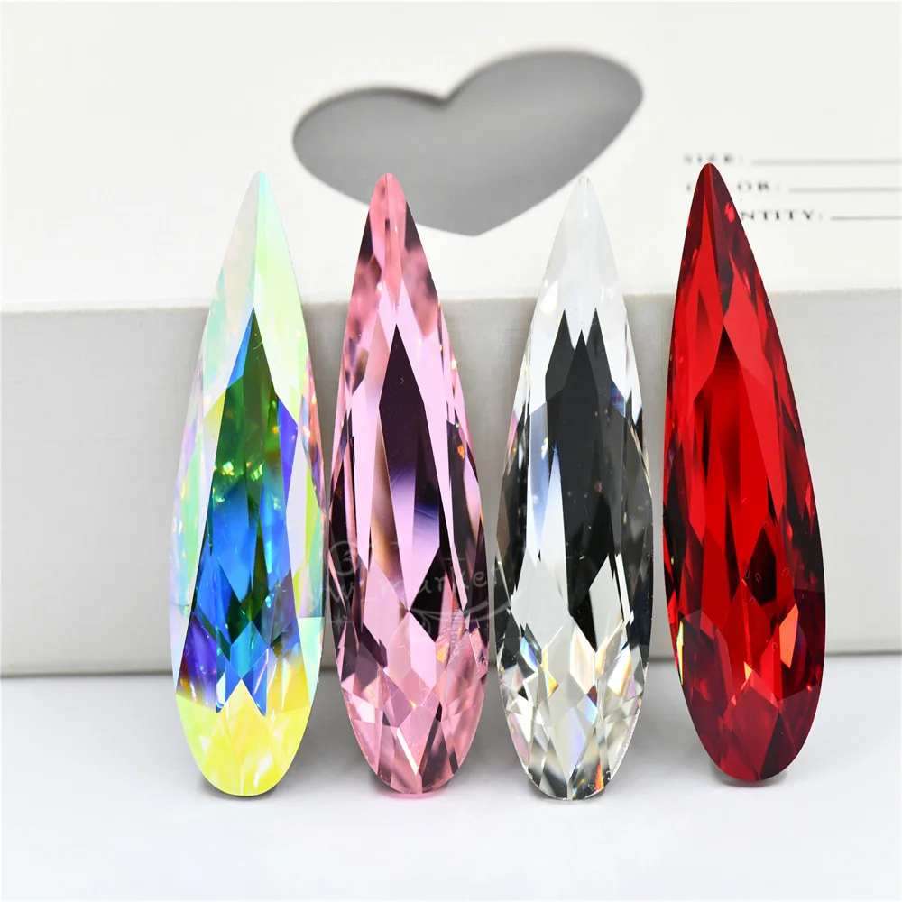 k9 50mm x20mm glass pointback Rhinestone  Long TearDrop jewels and home Decoration High quality large stones  for needlework