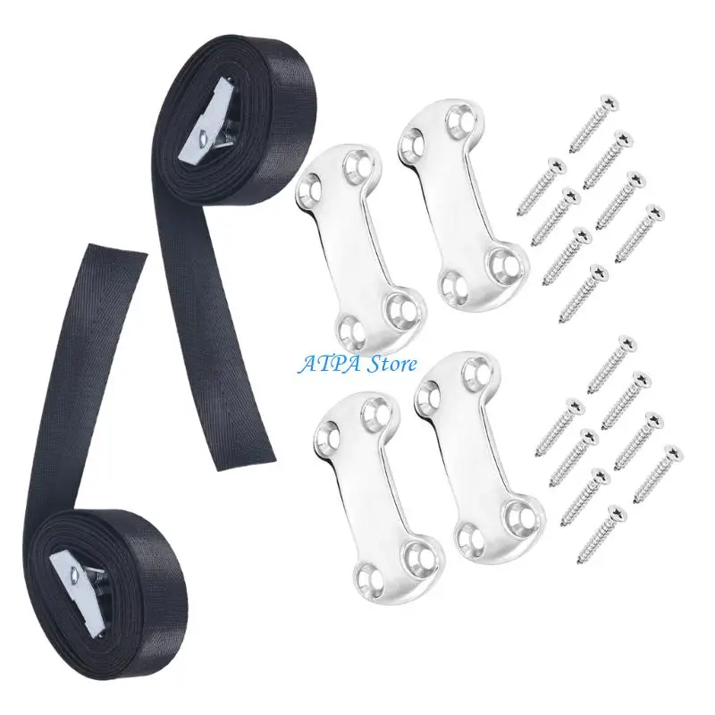 U13C Ice Chest Tie Down Strap for Boat Deck Use with Buckle Tightening, Screw Mount Hardware and Nylon Webbing