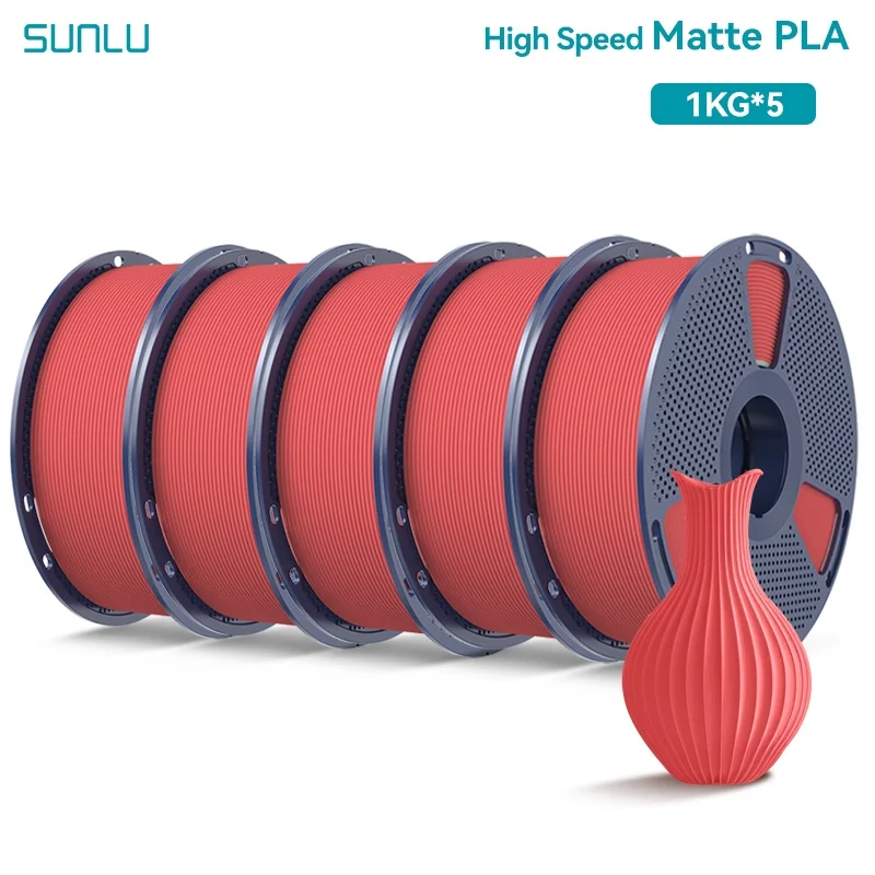 SUNLU 5KG hoge snelheid mat PLA-filament 1,75 mm 1 kg spoel (2,2 lbs) hoge snelheid afdrukfilament geschikt voor de meeste FDM-printers