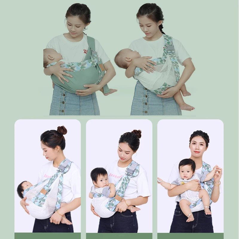 Baby Carrier Wrap Newborn Baby Sling Wrap Print Dual Use Infant Nursing Cover Carrier Mesh Cotton Breastfeeding Carriers 0-36M