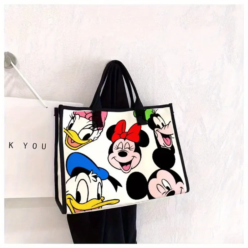 UME Cute Minnie Cartoon Canvas Tote Bag for Women Large Capacity Versatile Shoulder & Handbag for Everyday Use