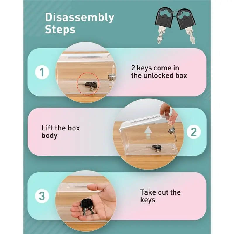 X64A-Clear Acrylic Donation Box For Fundraising, Desktop Ballot Boxes With Slot And Lock, Tip Jar For Nonprofits Suggestion
