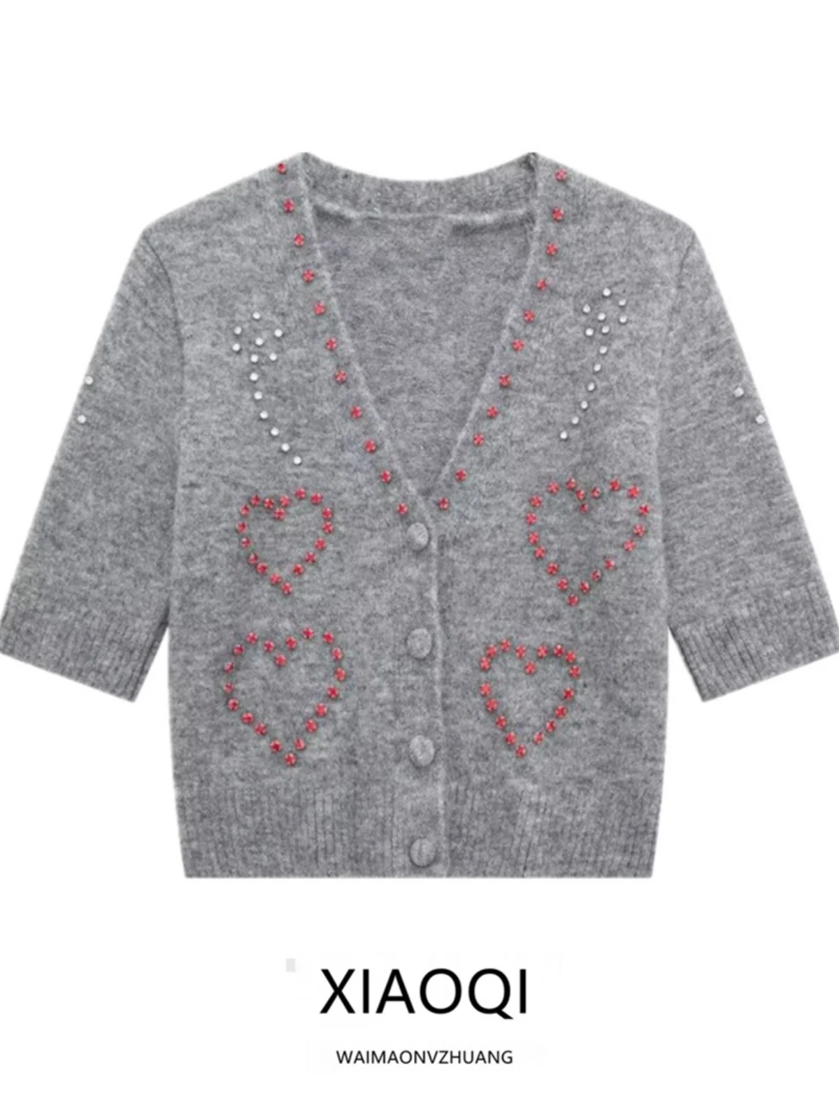 Cardigan tricoté ort Sve pour femmes, pull polyvalent en tissu Polyester, décoration de bijoux, doux, printemps 2024