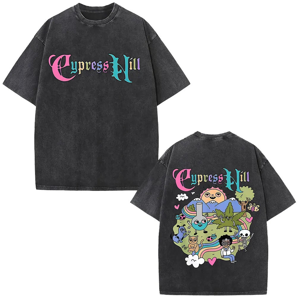 

Washed Vintage Rapper Cypress Hill Cartoon Style Graphic T-shirt Men Women Hip Hop Oversized T Shirt Male Casual Cotton T-shirts