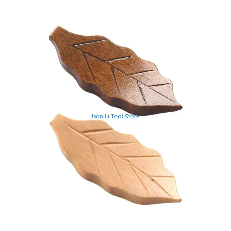 

Y08D Japanese Chopstick Holder Natural Wooden Leaf Chopstick Rest Spoon Fork Knife Holder Dinner Tableware