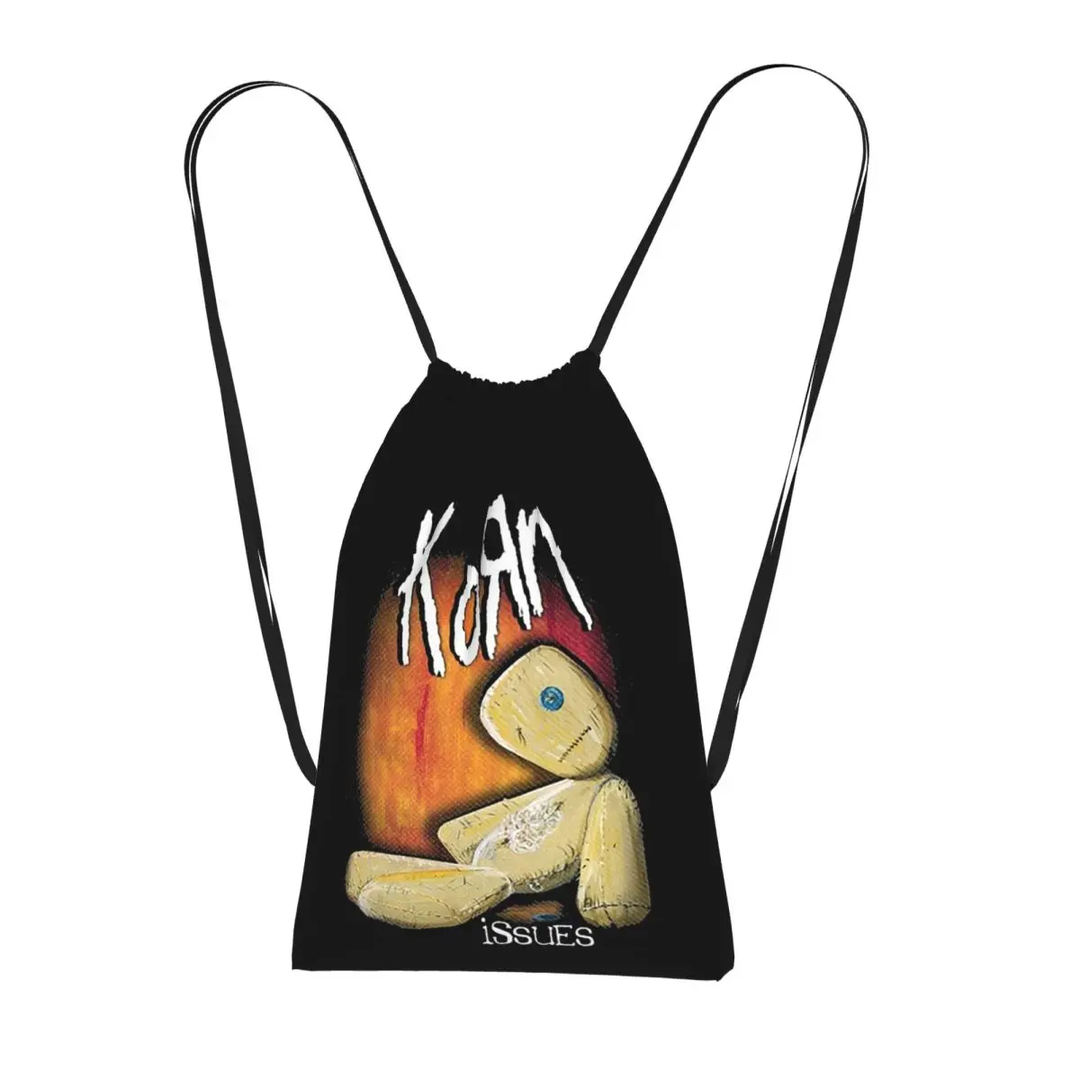 Korn Rock Band Logo Tour Drawstring Backpack hiking cycling Bag Portable Travel Drawstring Bag for Men Women
