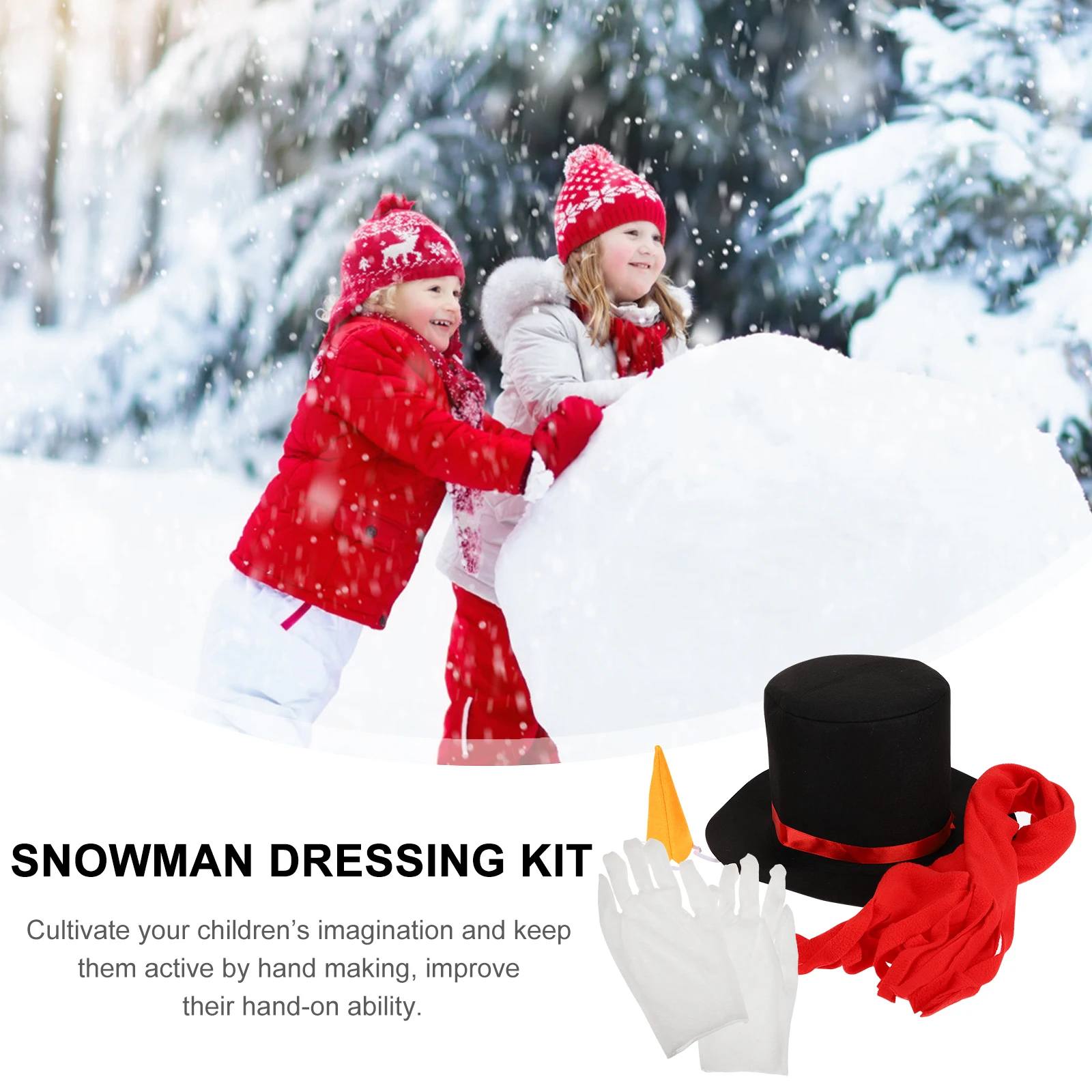 

1 set 1 Set Snowman Decoration Kit Diy Dressing Set Hat Carrot Nose Gloves Scarf For Christmas Winter Party Outdoor Xmas Snowman