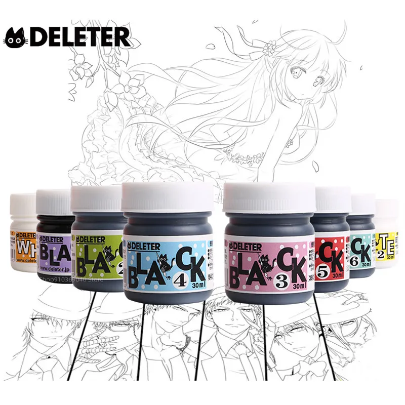 Japan Deleter Series 30ml Black Ink/comic Ink/waterproof Ink Highlight Correction Fluid Painting School Supplies Art Supplies