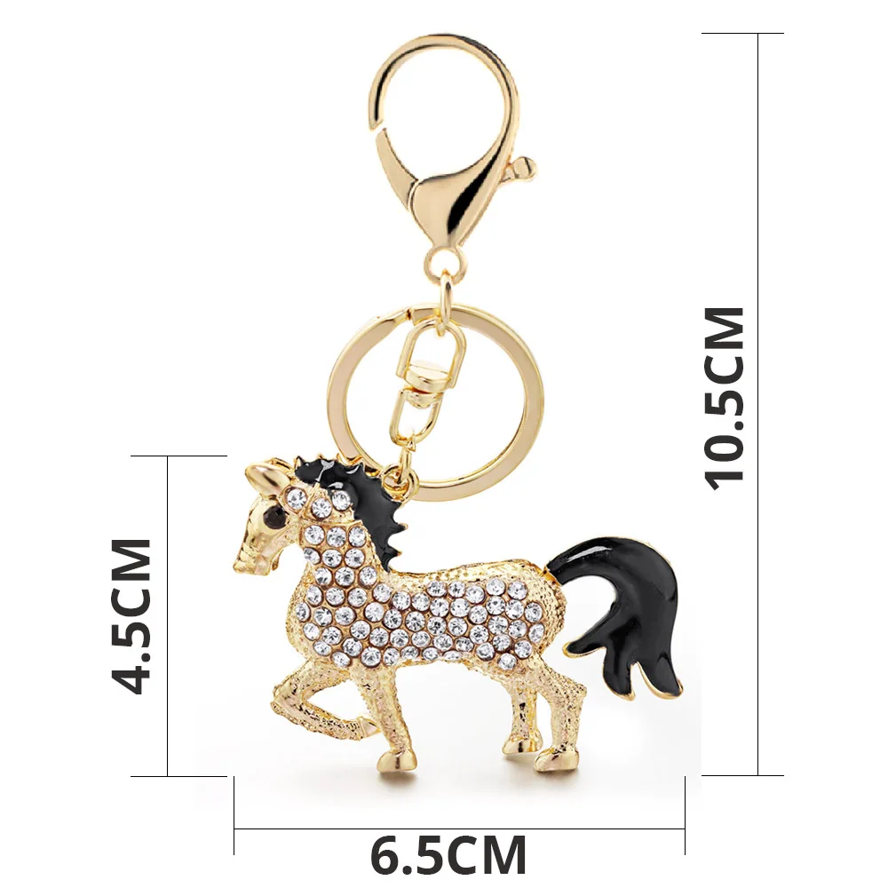 Lovely Horse Crystal Keychain Keyring For Car Animal Rhinestone Handbag Purse Bag Pendant Best Gift Women Key Chain K400