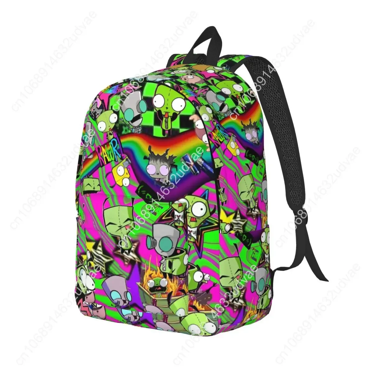 Custom Bag Invader Cartoon Zims Gir Dib Green Dib Robot Backpack Men Women High School Hiking Travel Daypack College Shoulder Ba