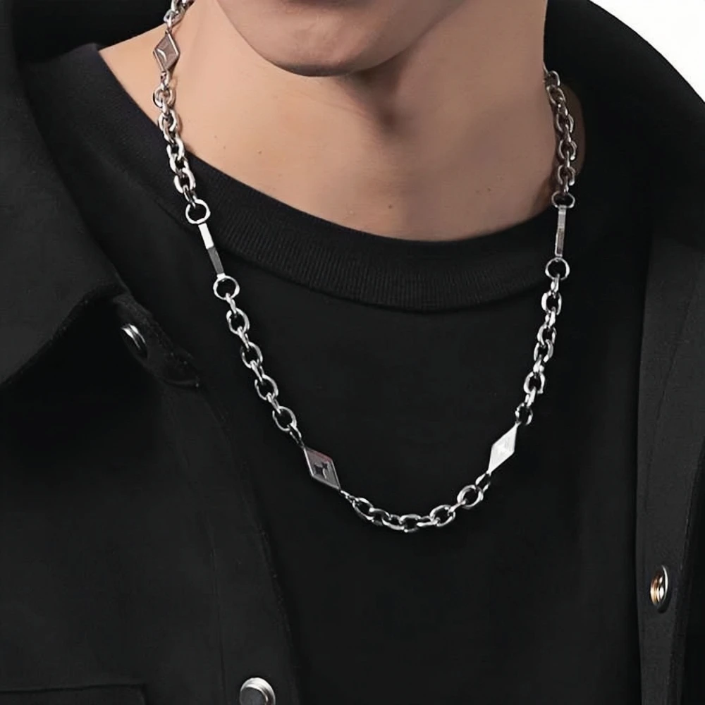 ヒップホップダイヤモンドクロススターペンダントネックレス男性女性用非退色チタン鋼セーター鎖骨チェーントレンディカップルジュエリー