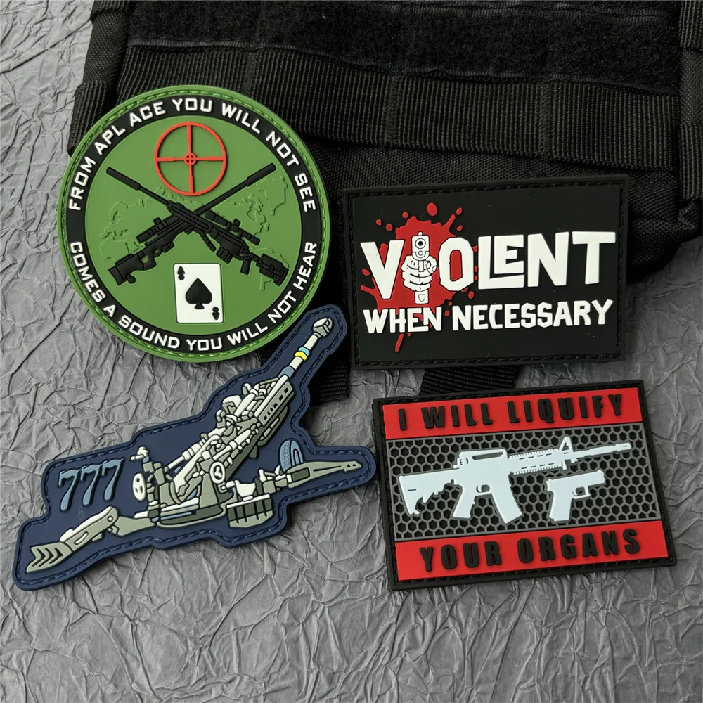 Gun 3D PVC Patch on Clothes Sniper Morale Badge Tactical and Military Accessories Hook and Loop Patches Backpack Wappen