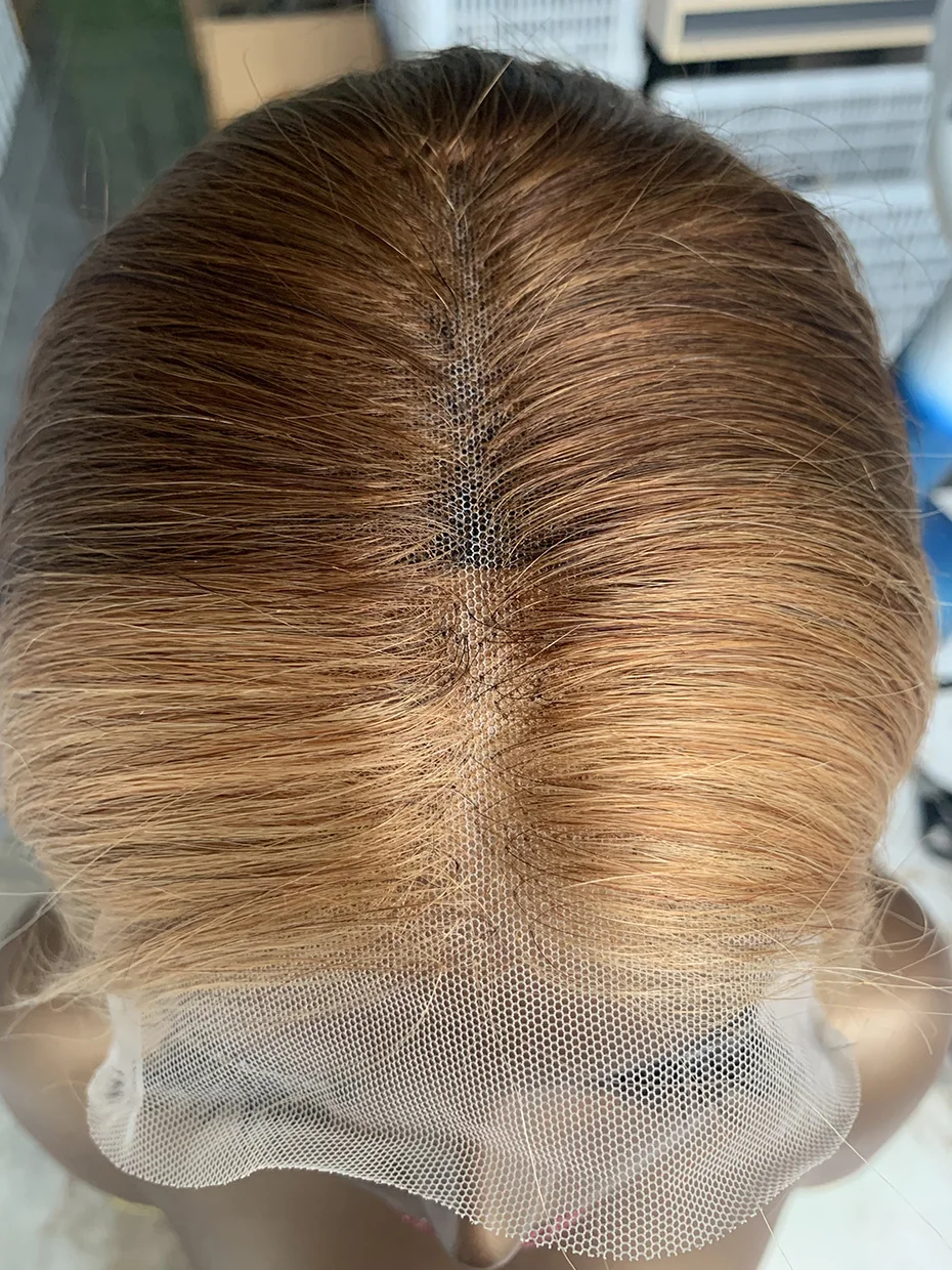 

13x4 Двойные нарисованные парики из натуральных волос на кружеве спереди # 4/27 Коричневый Цвет Блондинка 250 Плотность Кружева Фронтальный Парик Человеческие Волосы Вьетнамское Необработанное