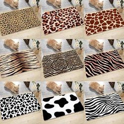 Fashion Animal Leopard Zebra Cow Deer Pattern Carpet Soft Carpets Rug Entrance Anti-slip Floor Mats Water Absorption