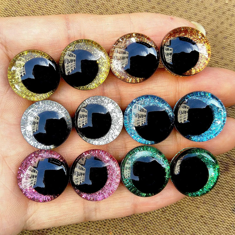 10Pairs 16/25mm Cartoon 3D Glitter Toy Safety Eyes Doll Pupil Eyes With Hard Washer Doll DIY Accessory Eyeballs Mixed Color