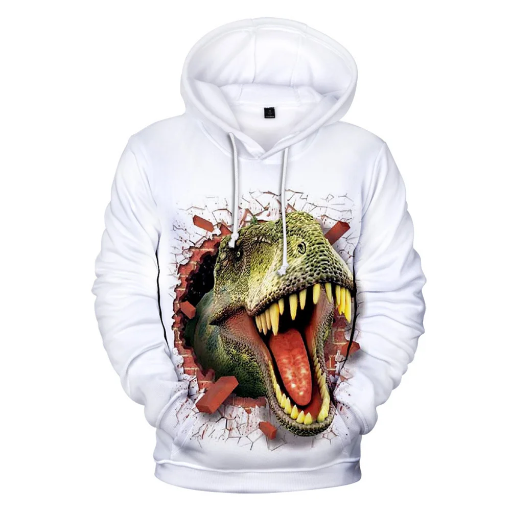 2024 Spring and Autumn New 3D Dinosaur Creative Elements Digital Printing Men's and Women's Hoodies Loose Trend Street Casual Ja