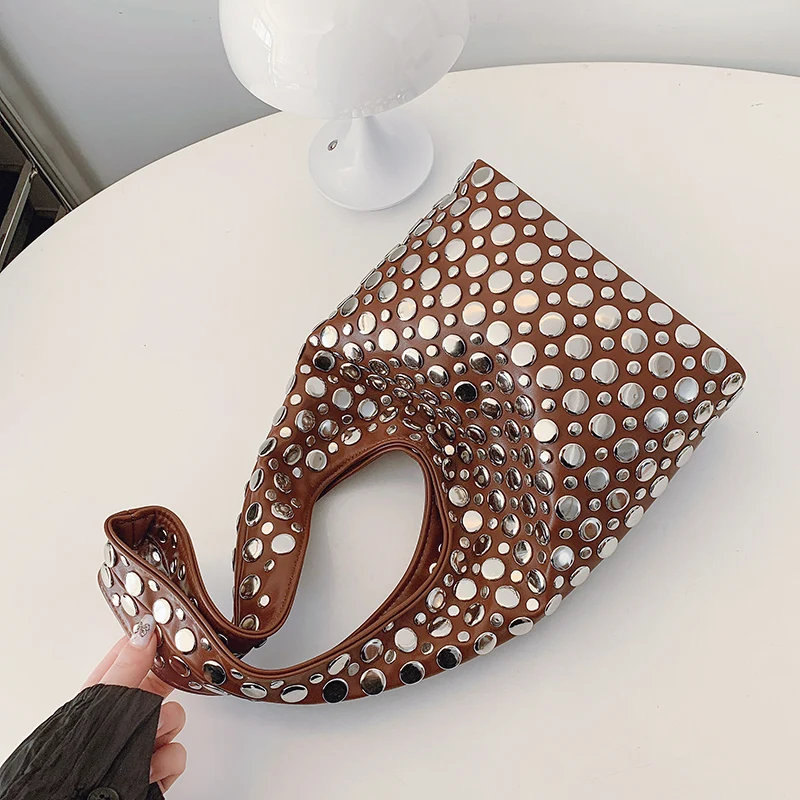 Designer Geometrische Umhängetasche Für Frauen Top Marke Handtasche Luxus Glänzende Niet Handgemachte Abend Clutch Tasche Mode Party Geldbörse – Detail 9