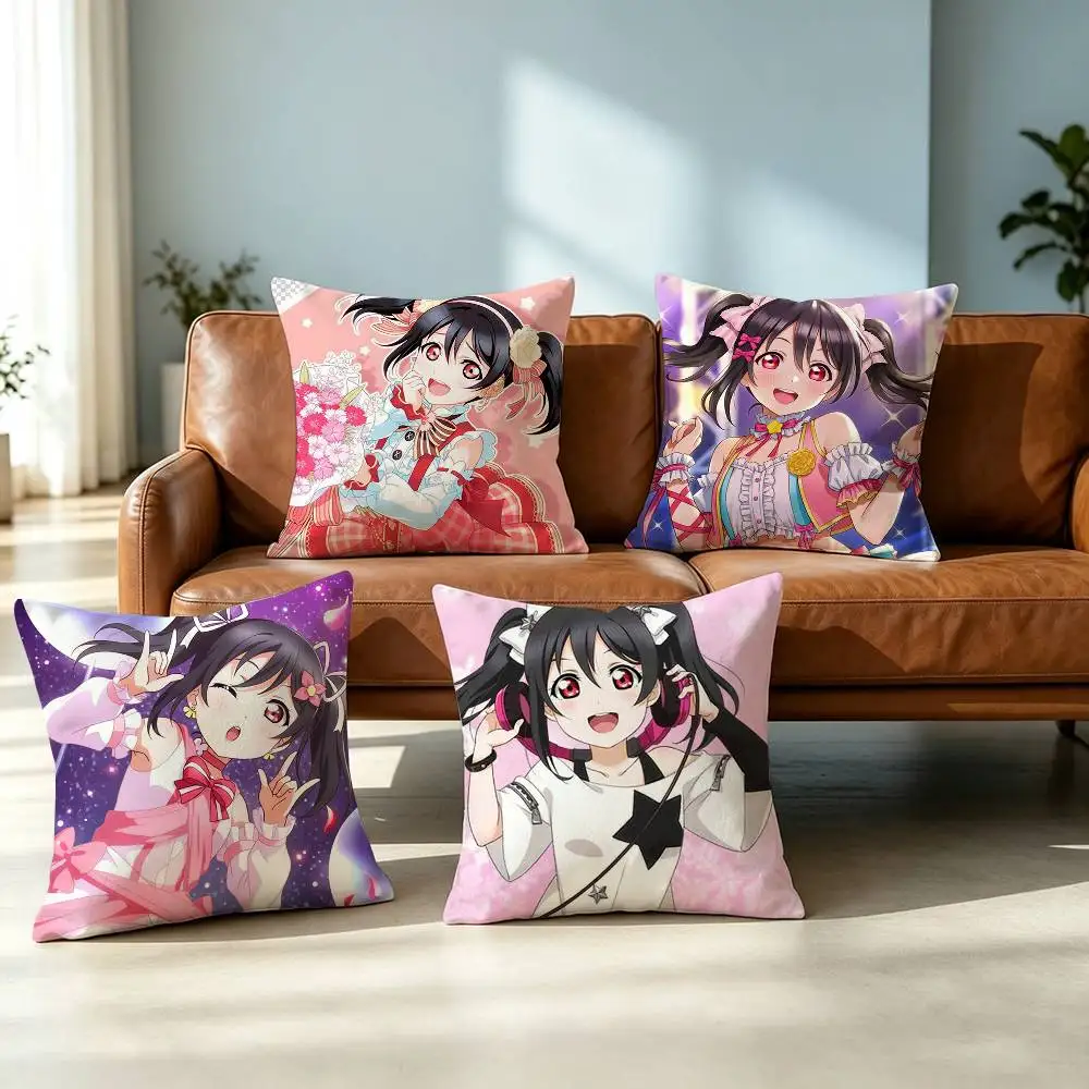 Yazawa Nico Love Live School Idol Pillow Case Square Double-Sided Sofa Cushion Cover Bedroom Bedside Pillow Gift
