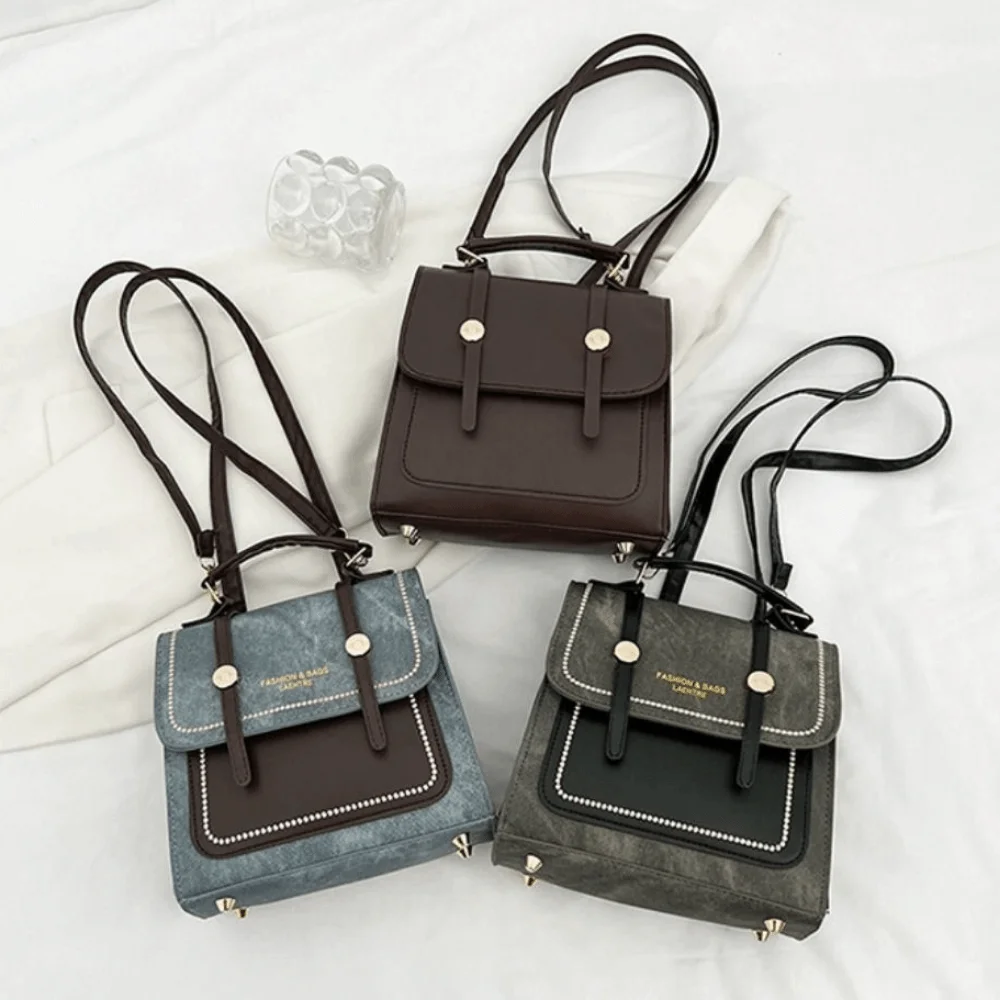 カジュアル韓国スタイル旅行バックパックレトロ多機能クロスボディバッグポータブル小さな正方形バッグ大学生