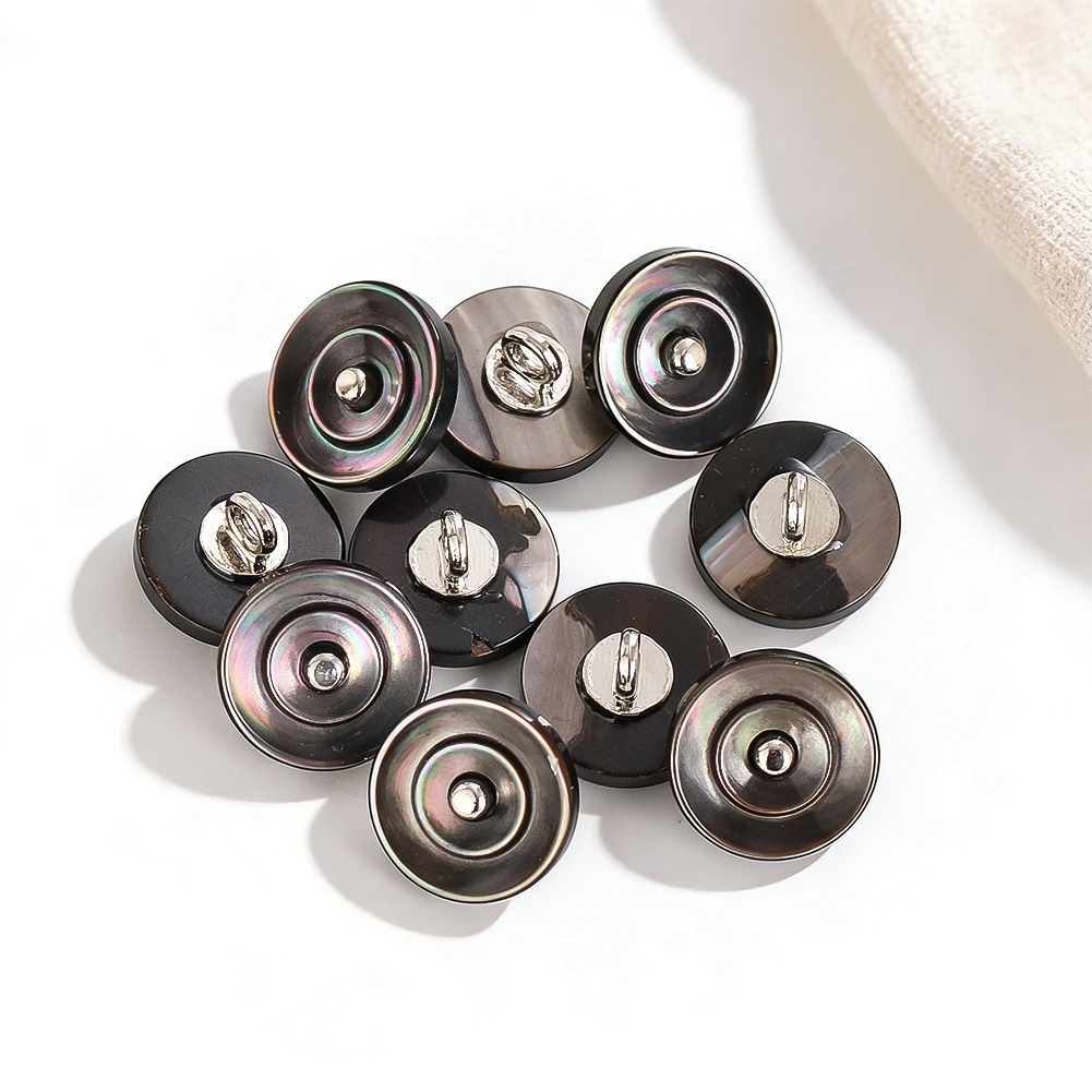 5pcs Round Seashell Buttons Natural Black Mother of Pearl Shank Buttons for Clothing Sewing Accessory Cardigan Sweater Fasteners