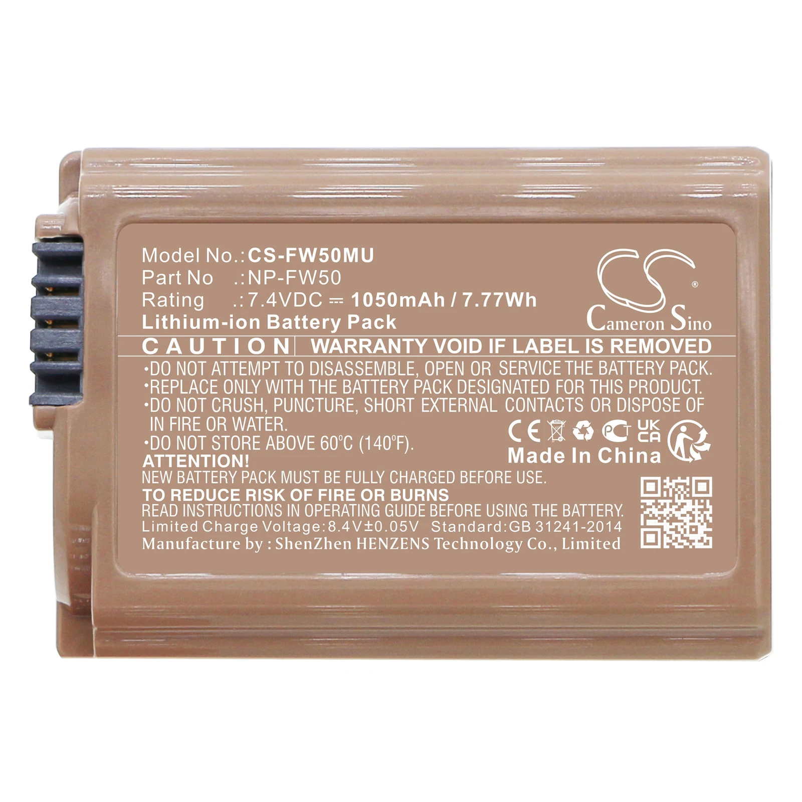 CS Replacement Battery for Sony NEX-5,NEX-5A,NEX-5K,NEX-5D,NEX-3,NEX-3C,NEX-5C,NEX-3A,NEX-3D,NEX- PN:NP-FW50 1050mAh / 7.77Wh