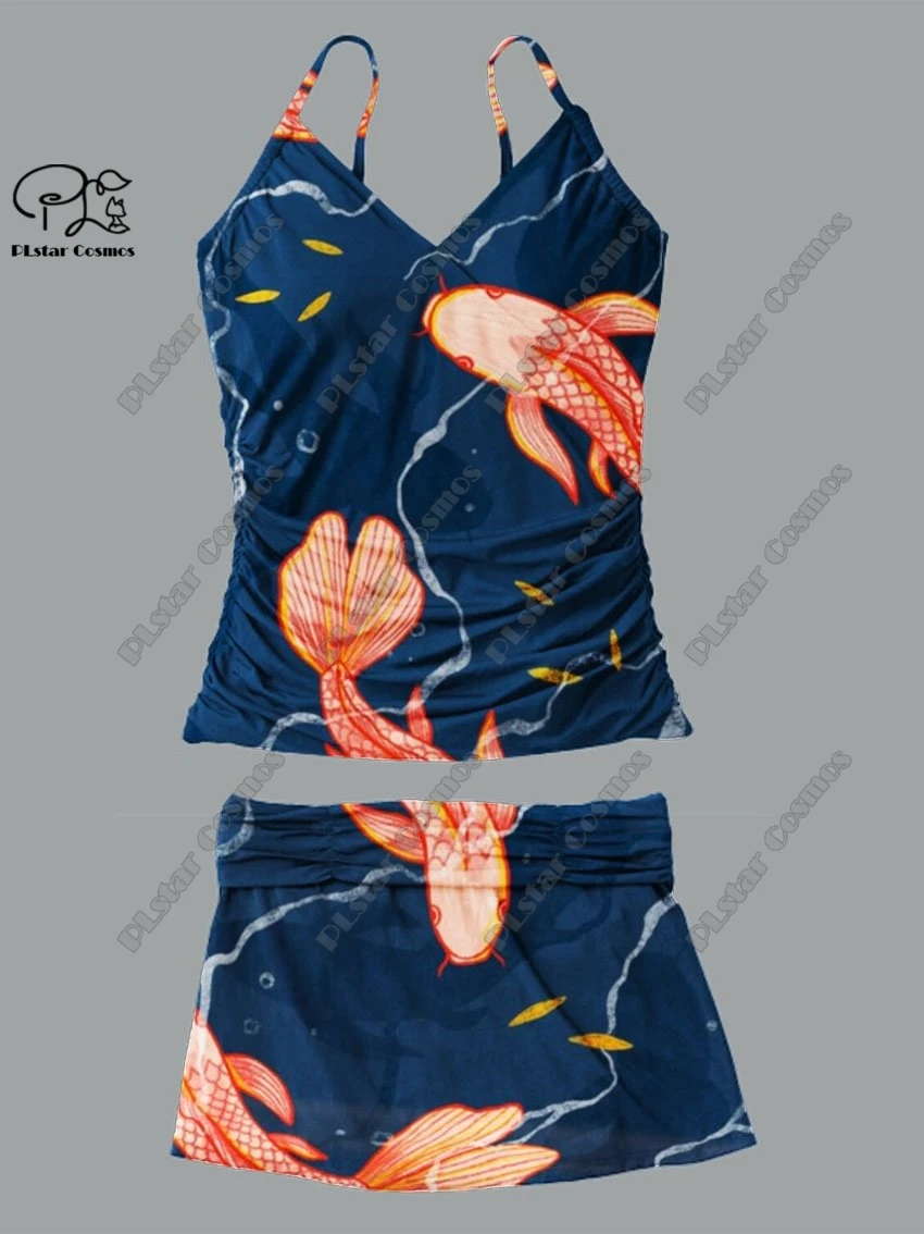 

Women's V-neck summer small fresh floral animal print suspender skirt style two-piece swimsuit suit holiday new swimsuit Q-20