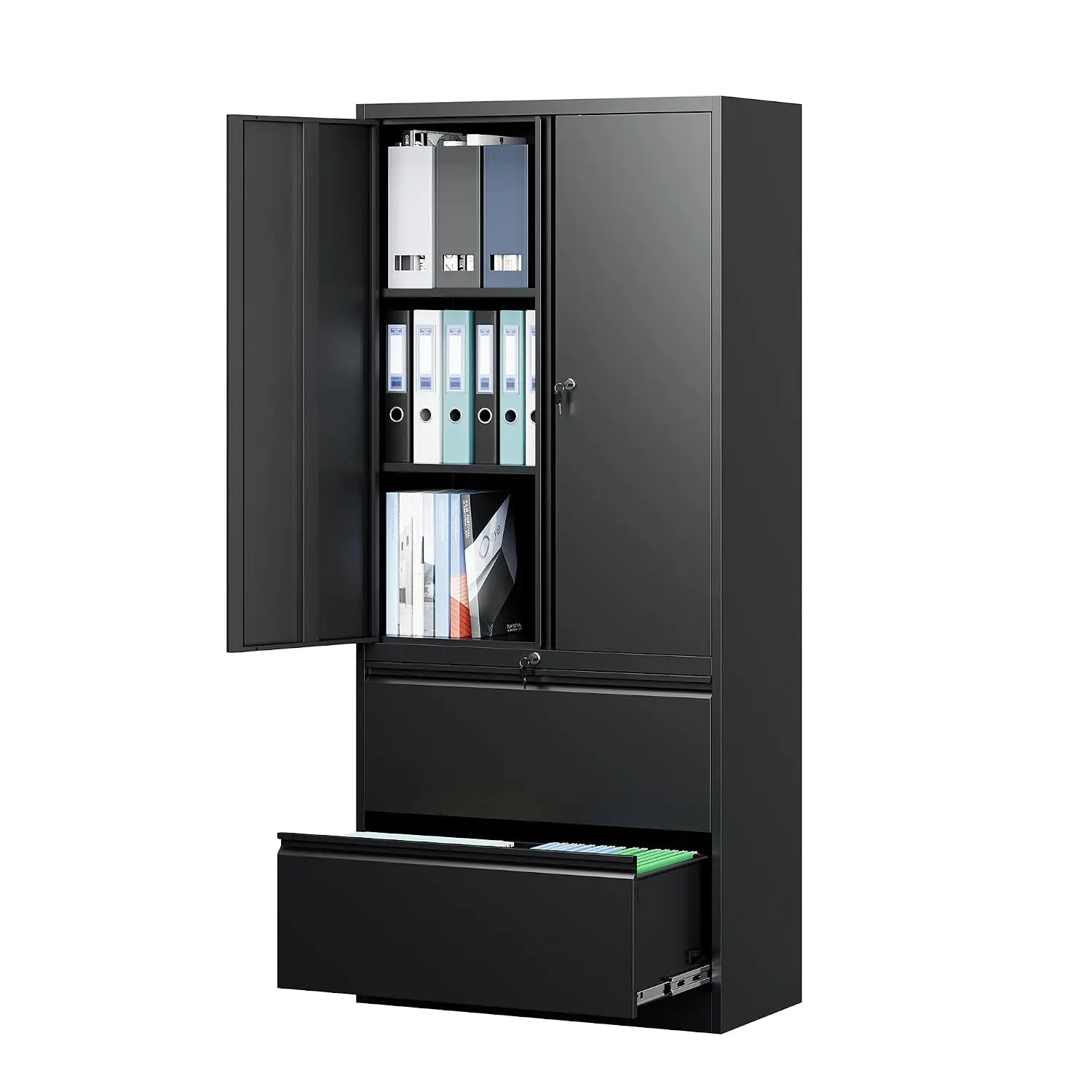 File Cabinet for Home Office, Metal Storage Cabinets with Adjust Shelves and Lock,2 Drawers Filing Cabinets-Hang