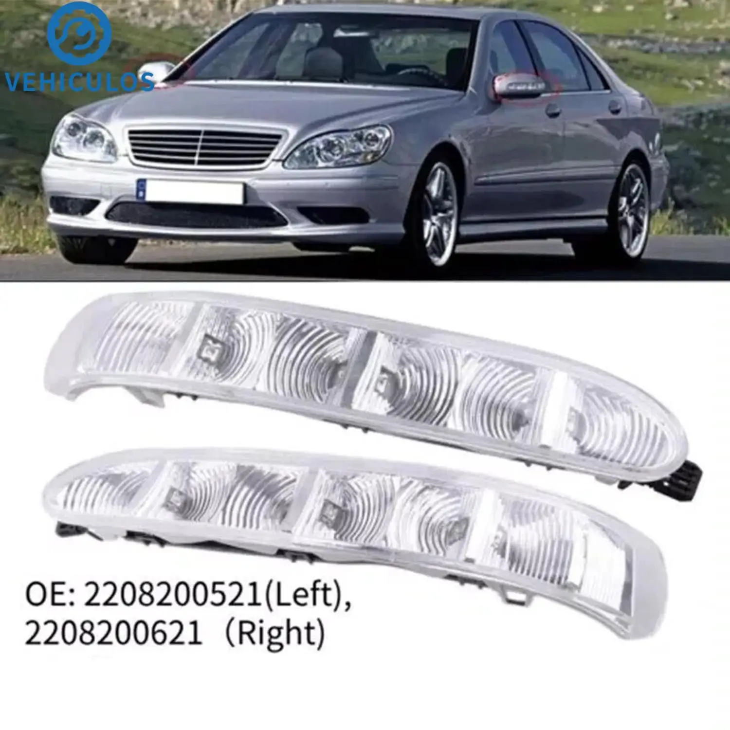 

2 шт. L + R боковой комплект, указатели поворота бокового зеркала двери 2208200521 2208200621 для Mercedes-Benz W220 S-CLASS/W215 CL COUPE