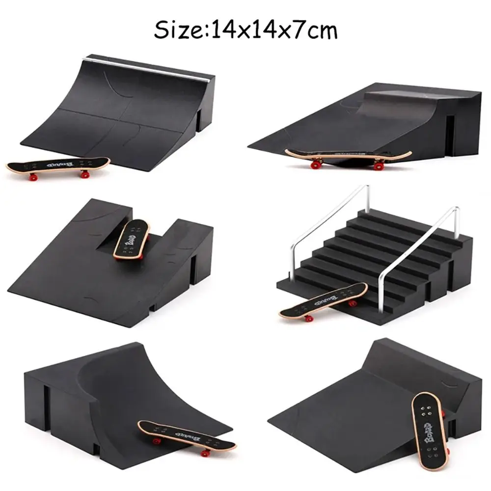 1Set New Fingers Training Skate Park Ramp Set Funny Plastic Tech Practice Deck Black Finger Skateboards Extreme Sport
