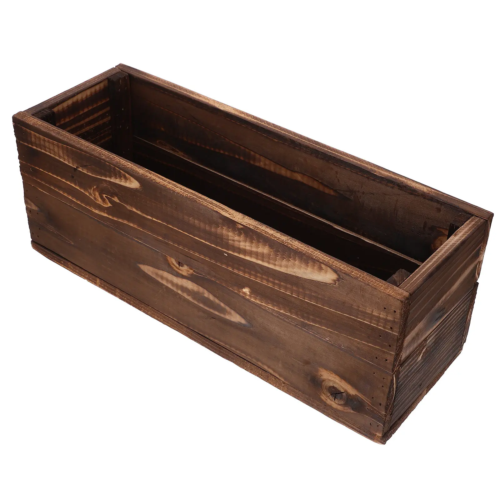 Wood Planter Box Rectangular Balcony Rustic Wooden Flower Pot Outdoor Succulent Plant Container Wooden Garden Planter