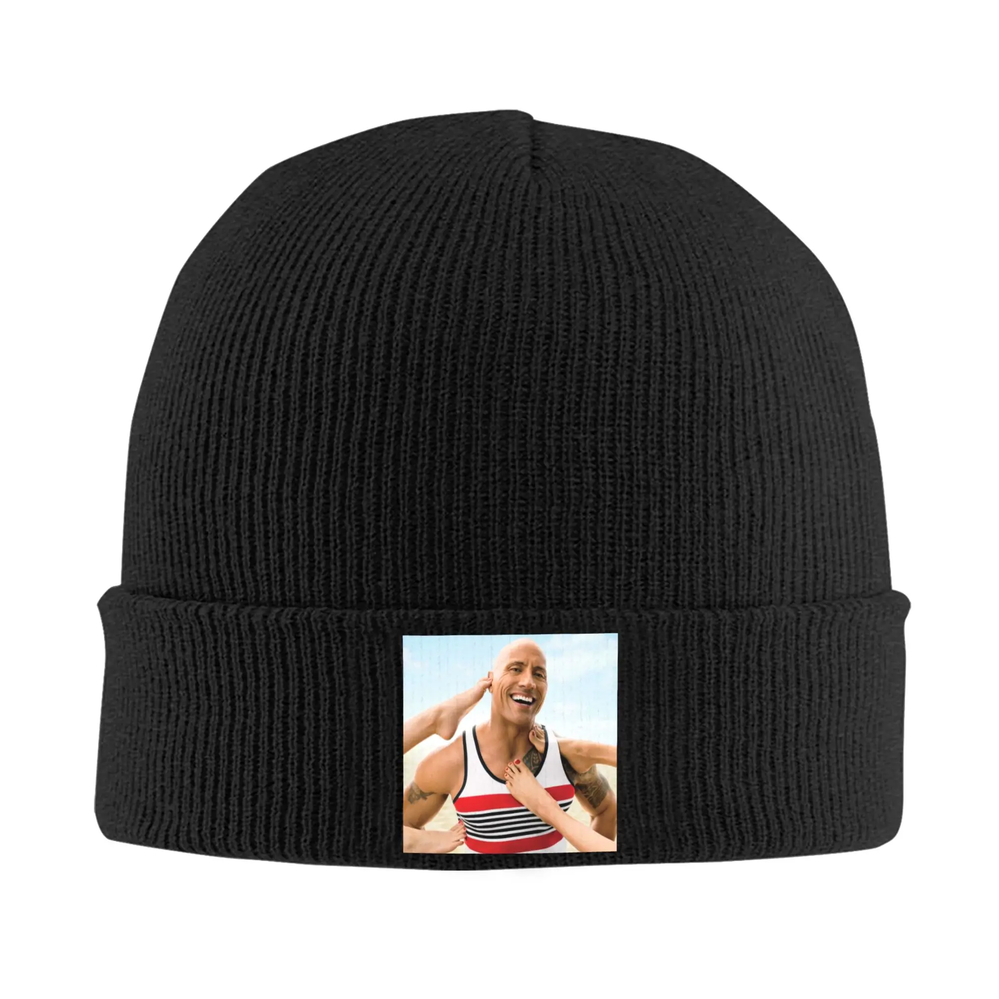 Custom Funny Johnson The Rock Dwayne Bonnet Hats  Fashion Knitted Hat For Men Women Winter Warm  Skullies Beanies Caps