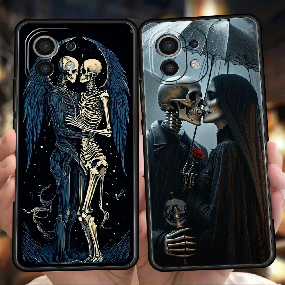 Love Skeleton Skull Phone Case Cover for Xiaomi Mi 15 14 13 12 11 Ultra 14T 13T 12T 11T 10T Pro Lite 5G Shockproof Silicone Capa