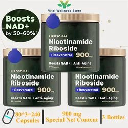 3 Bottles NAD+Supplements, Nicotinamide Riboside 900mg Resveratrol, Natural Energy & Cellular Health, Skin Health Care