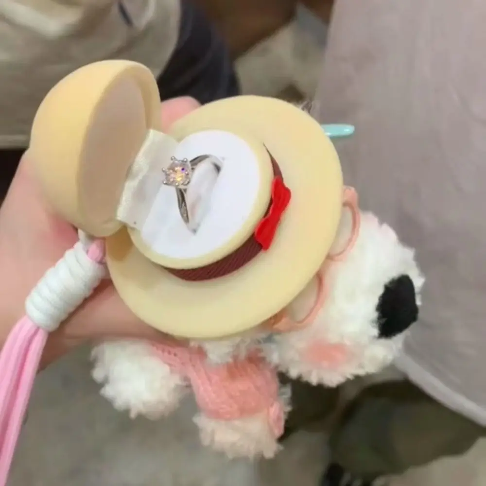 

Kawaii дисплей плюшевая кукла-щенок коробка для колец плюшевая мультяшная коробка для обручальных колец милая пара держатель колец для подруги