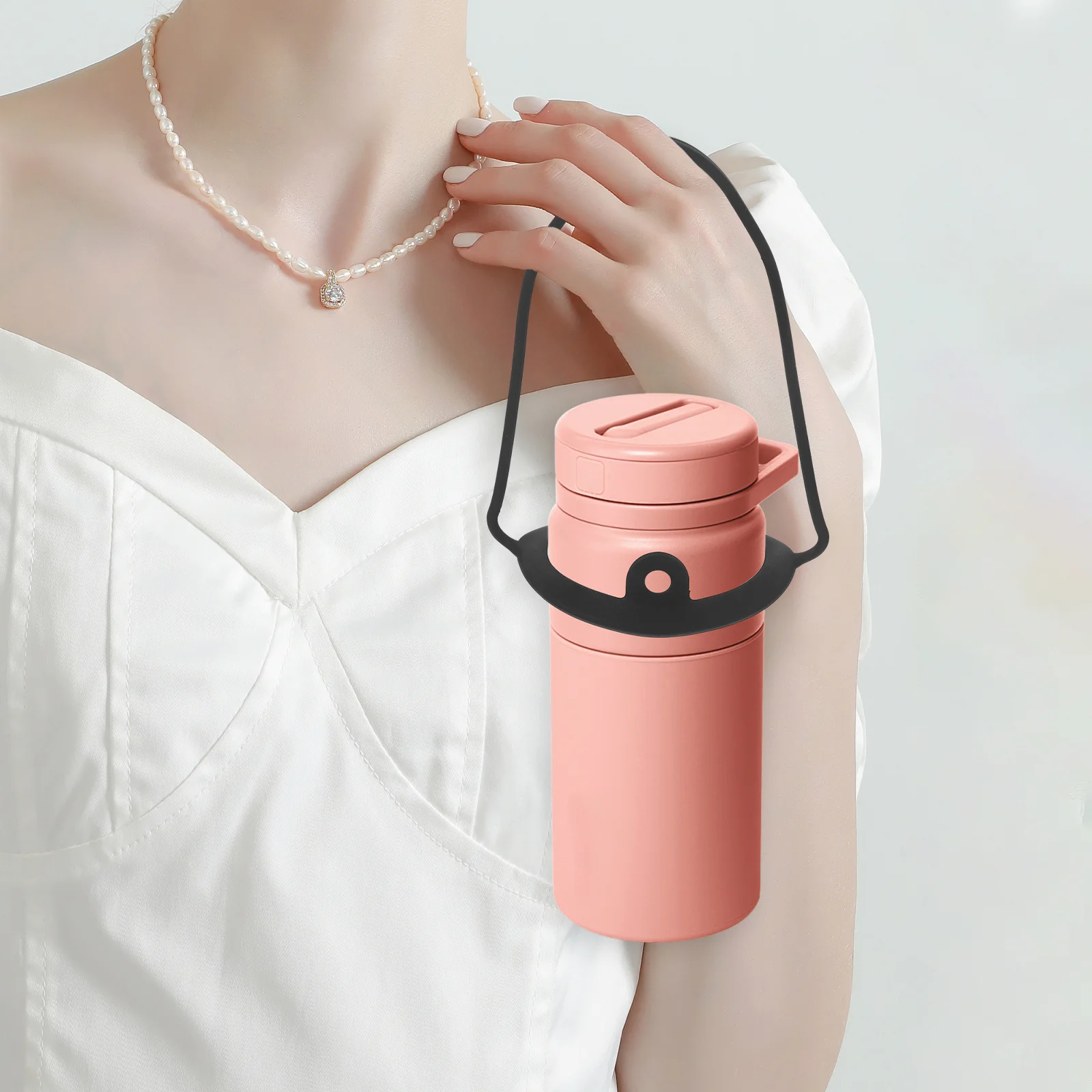 

2Pcs Silicone Bottle Carrier Holder Reusable Travel Outdoor Use Lightweight Strap Water Bottle Handle for Mugs Universal Fit