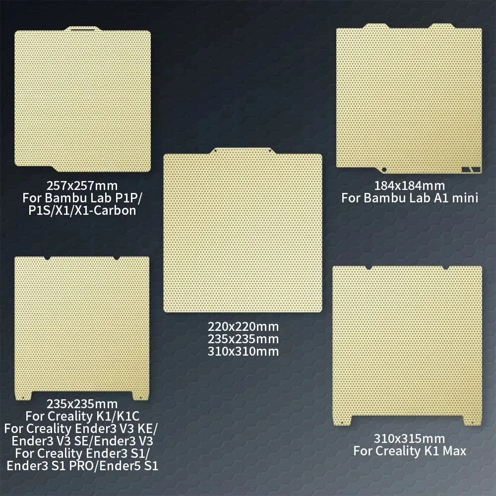 

New PEI Honeycomb Build Plate For Bambu Lab P1P/P1S/X1/X1C/X1E/A1 Double Sided PEI Spring Steel Sheet For Creality K1/K1C/K1 Max