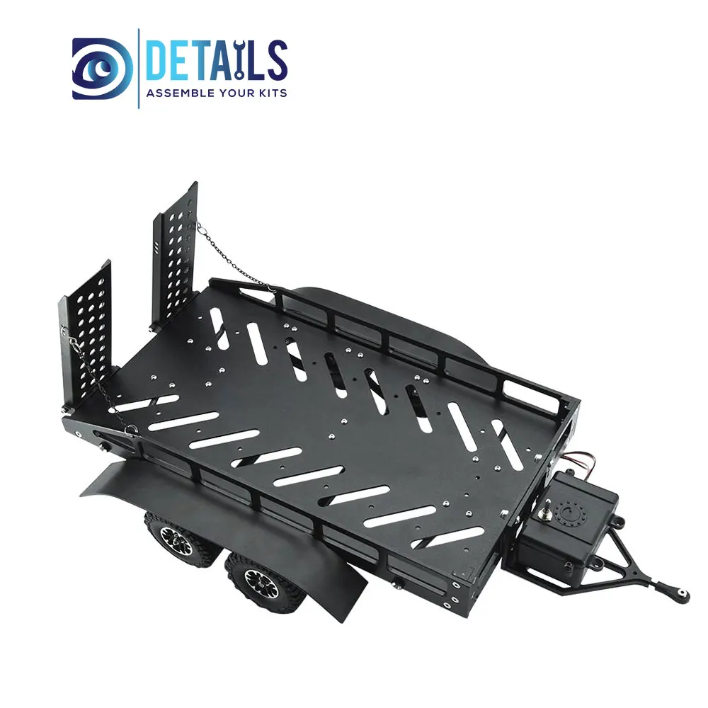 Hobby Details Remote Control Vehicle Metal Alloy RC Cars Quality 1/16 1/18 Trailer with LED Lights Black  Ti