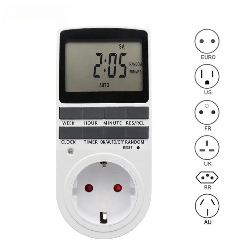 Weekly Cycle Timer Switch Socket Large Screen Display Smart Programmable Mobile Phone Electric Vehicle Charging Timer Socket