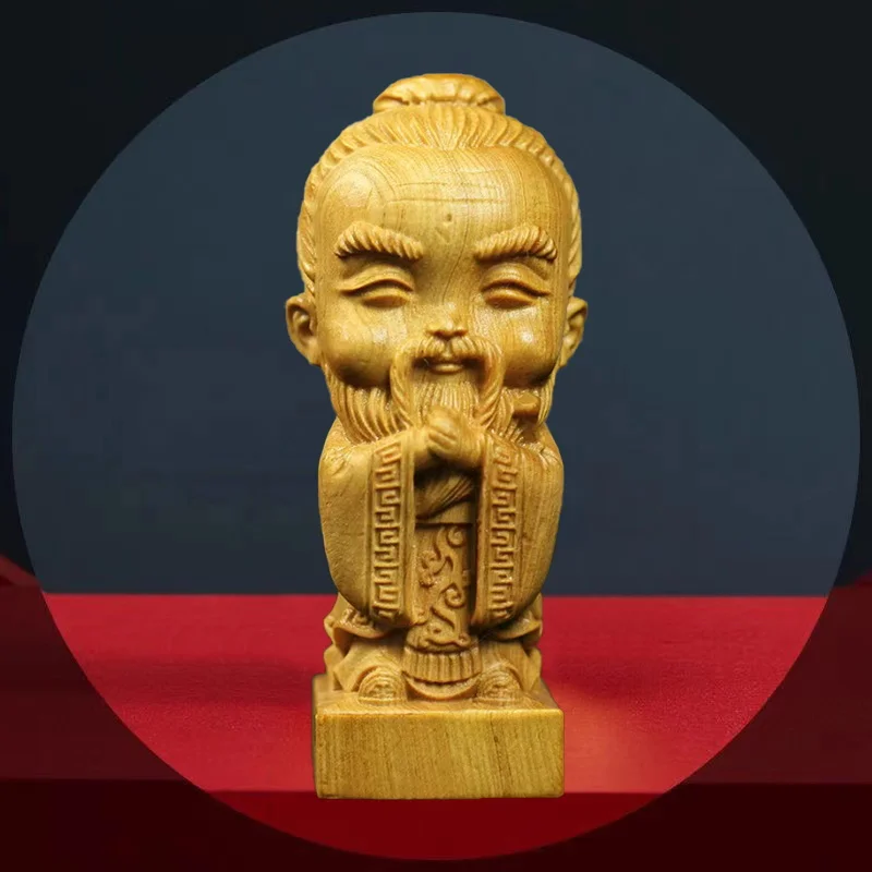 Natural Cypress Confucianism Confucius Statue，Solid Wood Handmade Art carving Home Room, Office Decoration Figure Statue