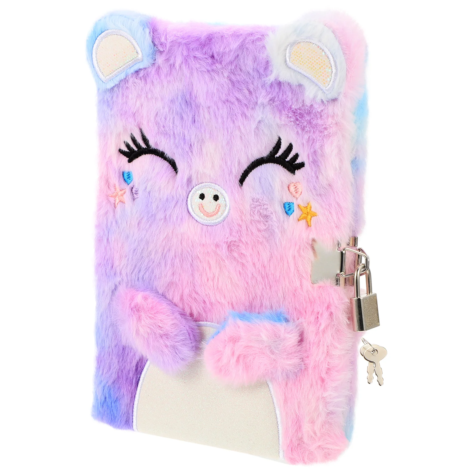 Notebook with Lock Notepad for Girls Cute Diary Padlock School Notebooks Journal Cartoon Food The Fluffy Plush Cover